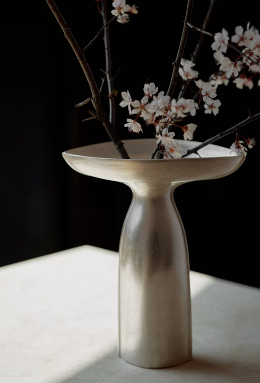 Silver Veil Wabi-Sabi Flower Vessel