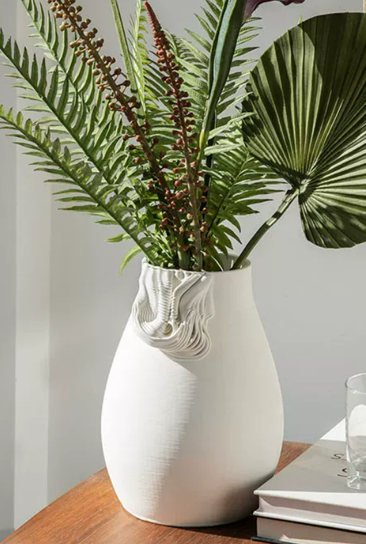 Ivory Wave 3D Ceramic Vase